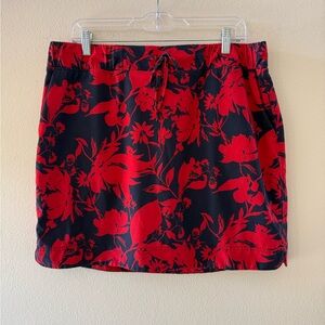 J. Jill Fit Performance Red/Navy Floral Skort Golf Tennis Short